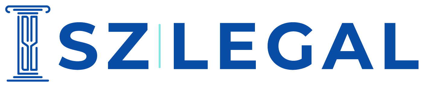 SZLEGAL logo with a blue column pillar icon and the word SZLEGAL in bold blue letters