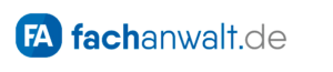 Logo for fachanwalt.de, featuring a blue rounded-square icon with 'FA' and the word 'fachanwalt.de' in blue and gray text.